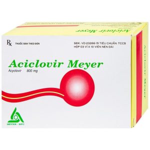 Viên nén Aciclovir 800 Meyer điều trị nhiễm Herpes zoster, thủy đậu (3 vỉ x 10 viên)