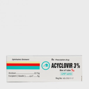 Thuốc mỡ tra mắt Acyclovir 3% QUAPHARCO điều trị viêm giác mạc do virus Herpes simplex (tuýp 5g)