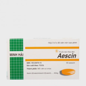 Viên nén Aescin 20mg trị thiểu năng tĩnh mạch mãn tính, giãn tĩnh mạch chân, trĩ (3 vỉ x 30 viên)