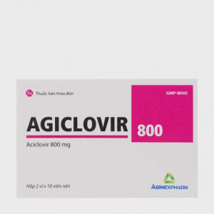 Viên nén Agiclovir 800 trị nhiễm virus thủy đậu và zona (2 vỉ x 10 viên)