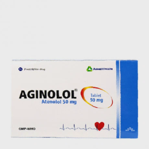 Viên nén Aginolol 50mg điều trị tăng huyết áp, đau thắt ngực, nhồi máu cơ tim (10 vỉ x 10 viên)