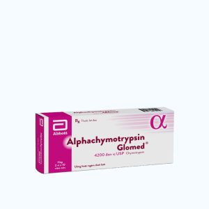 Viên nén Alphachymotrypsin Glomed 4200USP phù nề sau chấn thương, phẫu thuật, bỏng (2 vỉ x 10 viên)