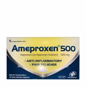 Viên nén bao phim Ameproxen 500mg điều trị viêm khớp dạng thấp, các chứng đau nhức (10 vỉ x 10 viên)