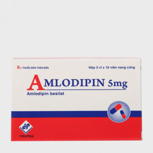 Viên nang Amlodipin 5mg điều trị tăng huyết áp, đau thắt ngực (3 vỉ x 10 viên)