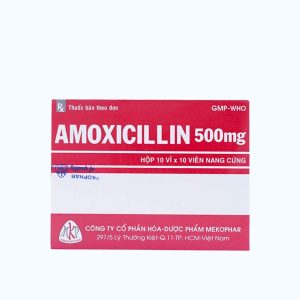Viên nang Amoxicillin 500mg kháng sinh điều trị nhiễm khuẩn (10 vỉ x 10 viên)
