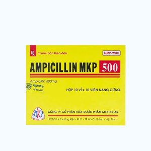 Viên nang Ampicillin 500mg điều trị nhiễm khuẩn (10 vỉ x 10 viên)