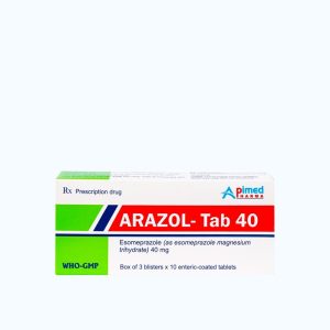 Viên bao tan ở ruột Arazol 40mg trị viêm loét dạ dày tá tràng (3 vỉ x 10 viên)