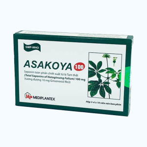 Viên nén Asakoya 100Mg Mediplantex an thần, tăng lưu thông tuần hoàn máu, giảm đau (3 vỉ x 10 viên)