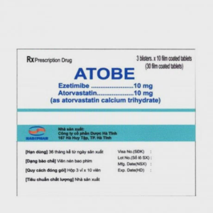 Viên nén bao phim Atobe 10mg/10mg điều trị giảm cholesterol toàn phần (3 vỉ x 10 viên)