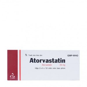 Viên nén Atorvastatin 20mg Khanh Hoa điều trị tăng cholesterol máu (3 vỉ x 10 viên)