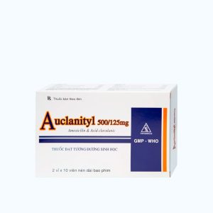 Viên nén bao phim Auclanityl 500mg/125mg TIPHARCO kháng sinh điều trị nhiễm khuẩn (2 vỉ x 10 viên)