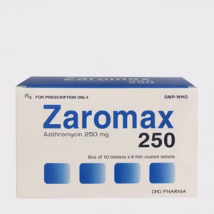 Viên nén Zaromax 250mg điều trị nhiễm khuẩn đường hô hấp (10 vỉ x 6 viên)