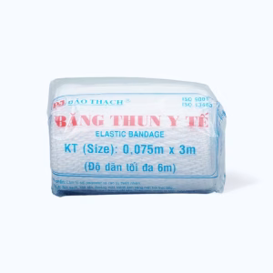 Băng thun y tế 2 móc BẢO THẠCH hỗ trợ cố định vết thương 0.075m x 3m (Gói 1 Cuộn)