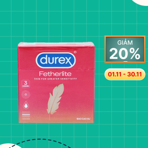 Bao cao su DUREX Fetherlite vừa vặn, độ bảo vệ cao (hộp 3 cái)