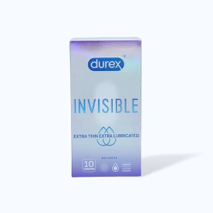 Bao cao su DUREX Invisible Extra Thin Extra Lubricated siêu mỏng, nhiều chất bôi trơn (hộp 10 cái)