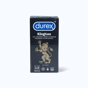 Bao Cao Su DUREX Kingtex với kích thước đường kính 49mm, ôm sát, vừa vặn (hộp 12 cái)