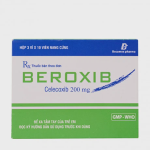 Viên nang Beroxib 200mg trị viêm và giảm đau khớp, đau cấp và đau sau phẫu thuật (3 vỉ x 10 viên)