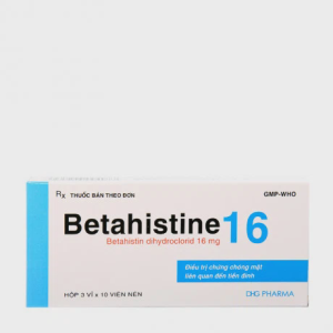 Viên nén Betahistine 16mg DHG điều trị chóng mặt, rối loạn tiền đình (3 vỉ x 10 viên)