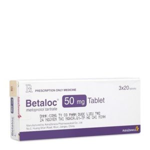 Viên nén Betaloc 50mg điều trị tăng huyết áp, đau thắt ngực (3 vỉ x 20 viên)