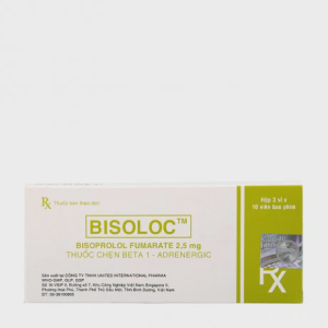 Viên bao phim Bisoloc 2.5mg điều trị suy tim mạn ổn định từ vừa đến nặng (3 vỉ x 10 viên)