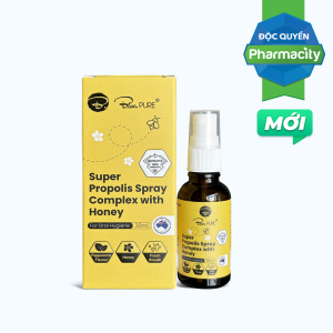 Bluepure Super Propolis Spray Complex with honey hỗ trợ giảm đau rát cổ họng (30ml)