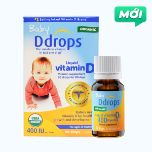 Bổ sung Vitamin D3 Ddrop Baby hỗ trợ hấp thu calci cho trẻ sơ sinh (Chai 2.5ml)