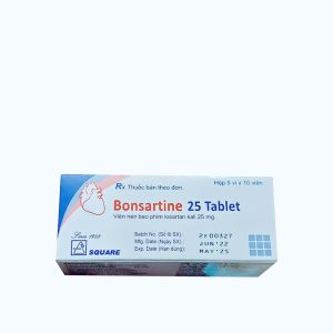 Viên nén bao phim Bonsartine 25mg Square điều trị tăng huyết áp (5 vỉ x 10 viên)