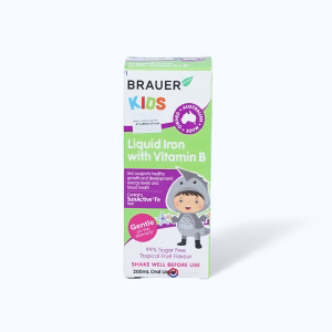Siro BRAUER Kids Liquid Iron With Vitamin B bổ sung sắt & vitamin cho trẻ từ 1 tuổi (200ml)
