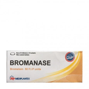 Viên bao tan ở ruột BROMANASE 50 UI điều trị viêm sưng, chống phù nề (10 vỉ x 10 viên)