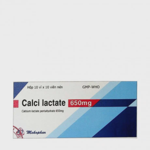 Viên nén Calci lactate 650 Mekophar bổ sung calci, điều trị tình trạng thiếu calci (10 vỉ x 10 viên)