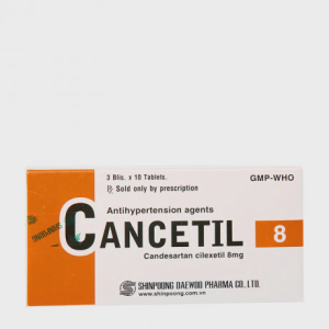 Viên nén Cancetil 8mg điều trị tăng huyết áp, suy tim (3 vỉ x 10 viên)