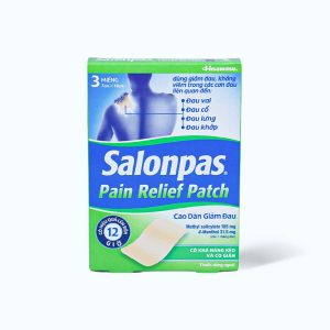 Cao dán Salonpas Pain Relief Patch 7cmx10cm giảm đau vai, đau cổ, đau lưng, đau khớp (hộp 3 miếng)
