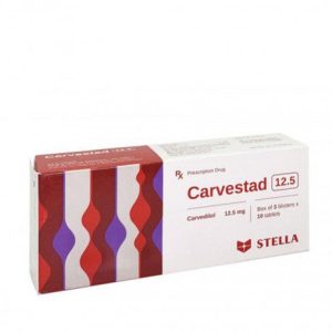 Viên nén Carvestad 12.5mg tăng huyết áp, suy tim mạn tính, đau thắt ngực (3 vỉ x 10 viên)