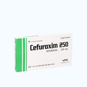 Viên nén Cefuroxim 250 mg kháng sinh điều trị nhiễm khuẩn (1 vỉ x 10 viên)