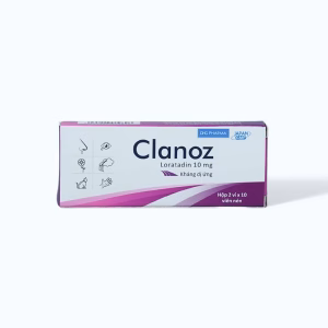 Viên nén Clanoz 10mg trị viêm mũi dị ứng, mày đay, ngứa (2 vỉ x 10 viên)