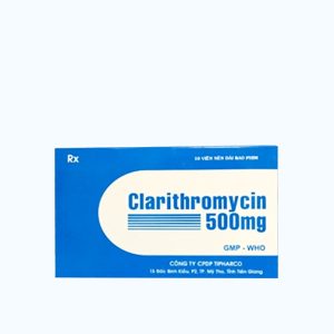 Viên nén bao phim Clarithromycin 500mg Tipharco kháng sinh điều trị nhiễm khuẩn (1 vỉ x 10 viên)