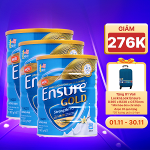 Combo 3 lon Sữa bột dinh dưỡng ENSURE GOLD tăng cường sức khỏe và hệ miễn dịch hương vani ít ngọt (800g)