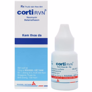 Thuốc dùng ngoài Corti Rvn Roussel trị viêm da đáp ứng với corticosteroid có bội nhiễm (tuýp 8g)