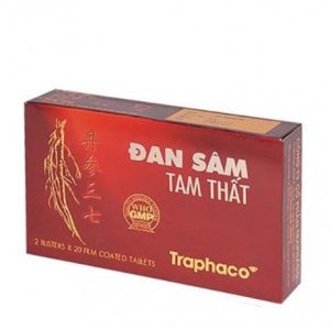 Viên nén bao phim Đan Sâm- Tam Thất Traphaco phòng và điều trị đau thắt ngực (2 vỉ x 20 viên)