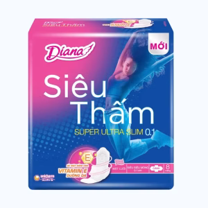 Băng vệ sinh siêu thấm mỏng cánh Diana Super Ultra Slim 0.1 (8 miếng/gói)