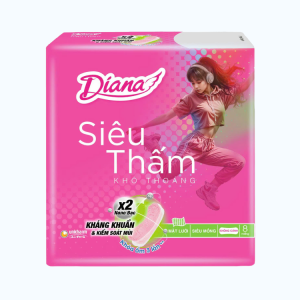 Băng vệ sinh Diana siêu thấm siêu mỏng không cánh 23cm (Gói 8 miếng)