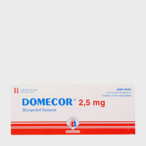 Viên nén Domecor 2.5mg điều trị tăng huyết áp, đau thắt ngực, suy tim (2 vỉ x 14 viên)