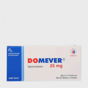 Viên nén Domever 25mg điều trị phù do suy tim sung huyết, suy tim nặng (2 vỉ x 10 viên)