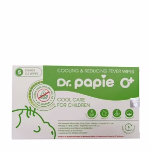Khăn hạ sốt Dr Papie 0+ (Hộp 5 túi x 5 khăn)