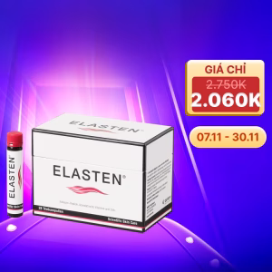 Nước uống collagen Elasten 2500mg hỗ trợ làm giảm lão hoá da, giúp tăng độ đàn hồi và giữ độ ẩm cho da (Hộp 28 ống x 25ml)