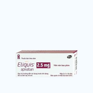 Viên nén Eliquis 2.5mg phòng ngừa biến cố thuyên tắc huyết khối tĩnh mạch, đột quỵ (2 vỉ x 10 viên)