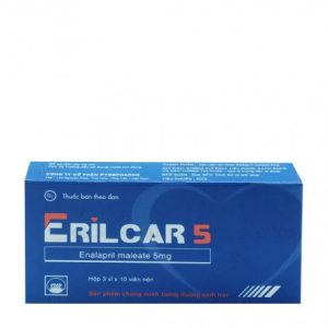 Viên nén Erilcar 5mg điều trị tăng huyết áp, suy tim (3 vỉ x 10 viên)