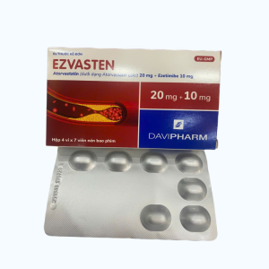 Viên nén Ezvasten 20mg/10mg điều trị tăng cholesterol máu, phòng ngừa bệnh tim mạch (4 vỉ x 7 viên)