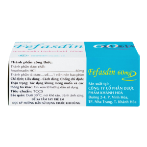 Viên nén Fefasdin 60 Khapharco trị viêm mũi dị ứng, mày đay (10 vỉ x 10 viên)