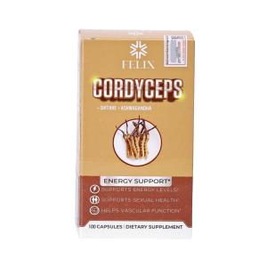 Thực phẩm bảo vệ sức khỏe Felix Cordyceps + Shitake + Ashwagandha giúp tăng cường sức để kháng (Hộp 100 viên)